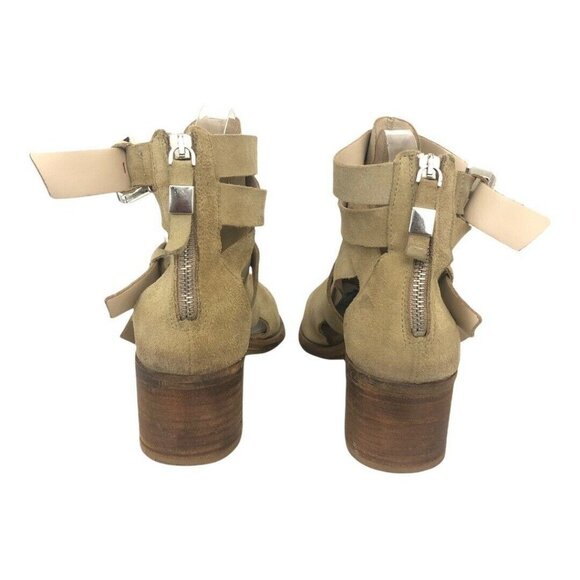 Zara Womens Size 40 US 9 Tan Suede Strappy Buckle Bootie - Picture 4 of 6